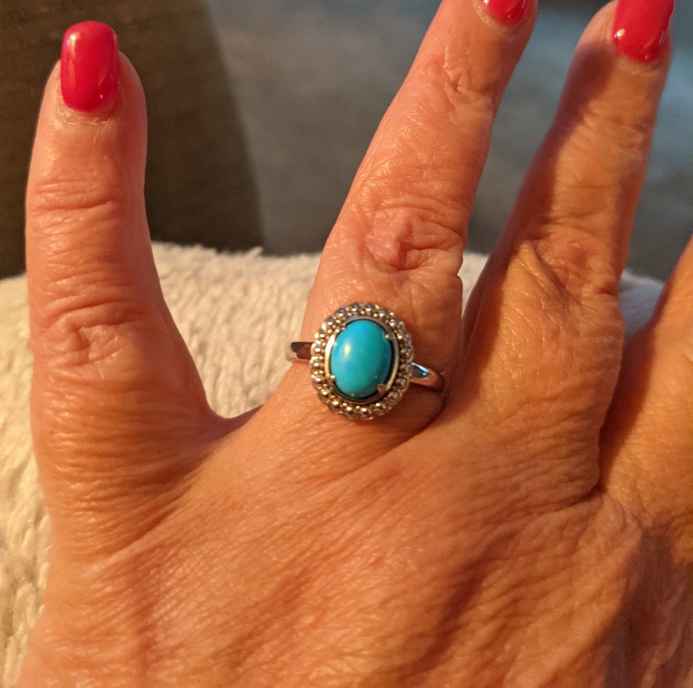 Turquoise Silver Ring From JTV. Size 8.